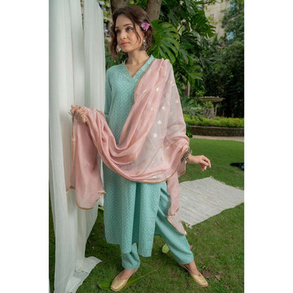 PANTS AND PAJAMAS Rose Pink Foil Printed Chanderi Dupatta