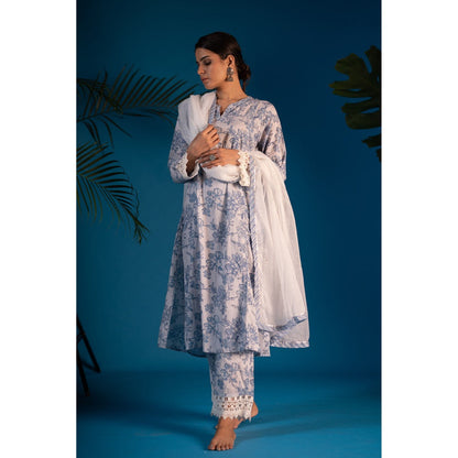 PANTS AND PAJAMAS White Mehara Sequined Kota Dupatta