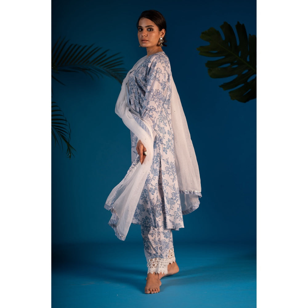 PANTS AND PAJAMAS White Mehara Sequined Kota Dupatta