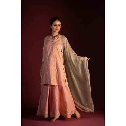 PANTS AND PAJAMAS Green Varun Foil Print Dupatta