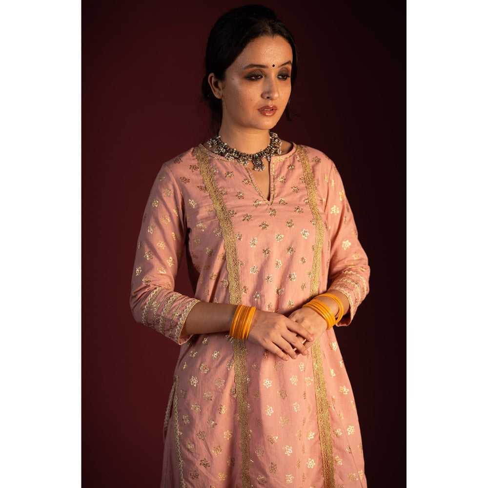 PANTS AND PAJAMAS Green Varun Foil Print Dupatta