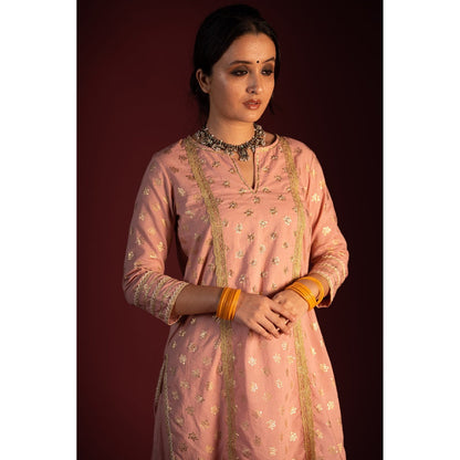 PANTS AND PAJAMAS Green Varun Foil Print Dupatta