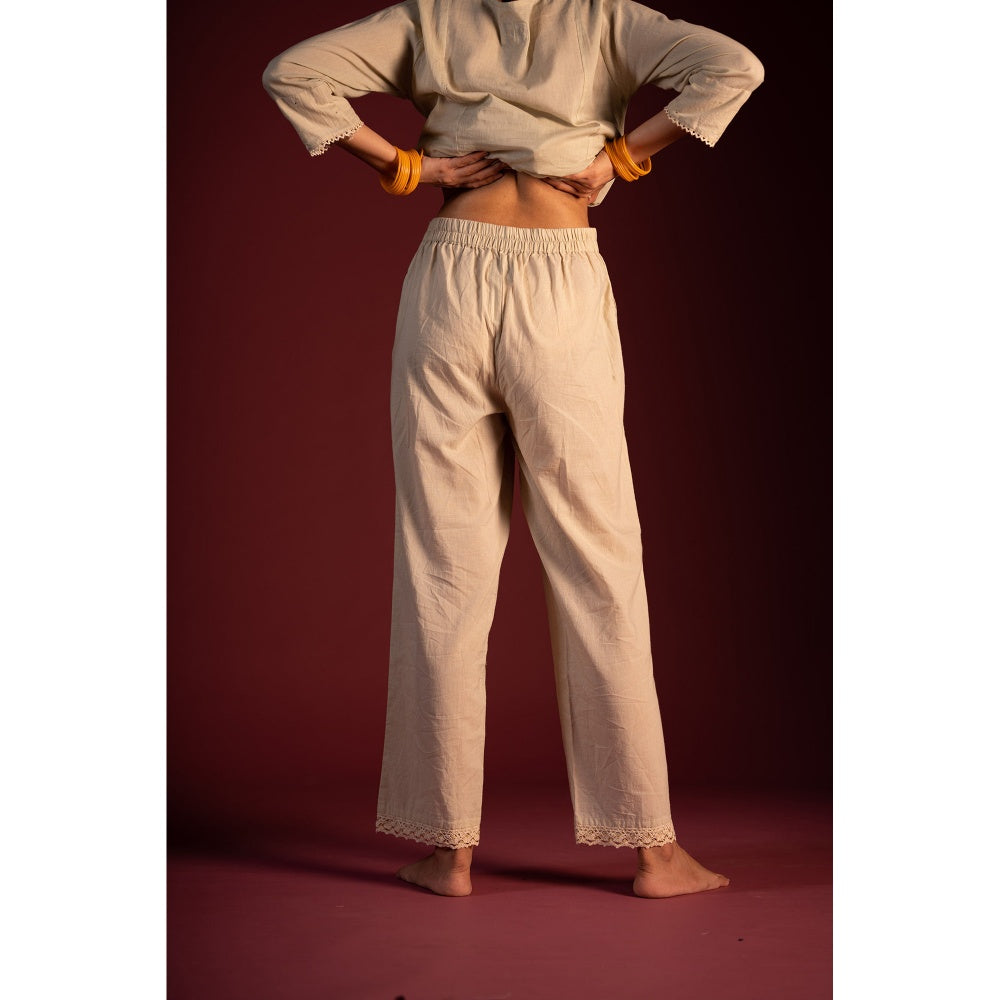 PANTS AND PAJAMAS Sage Green Prithvi Chikan Kurta