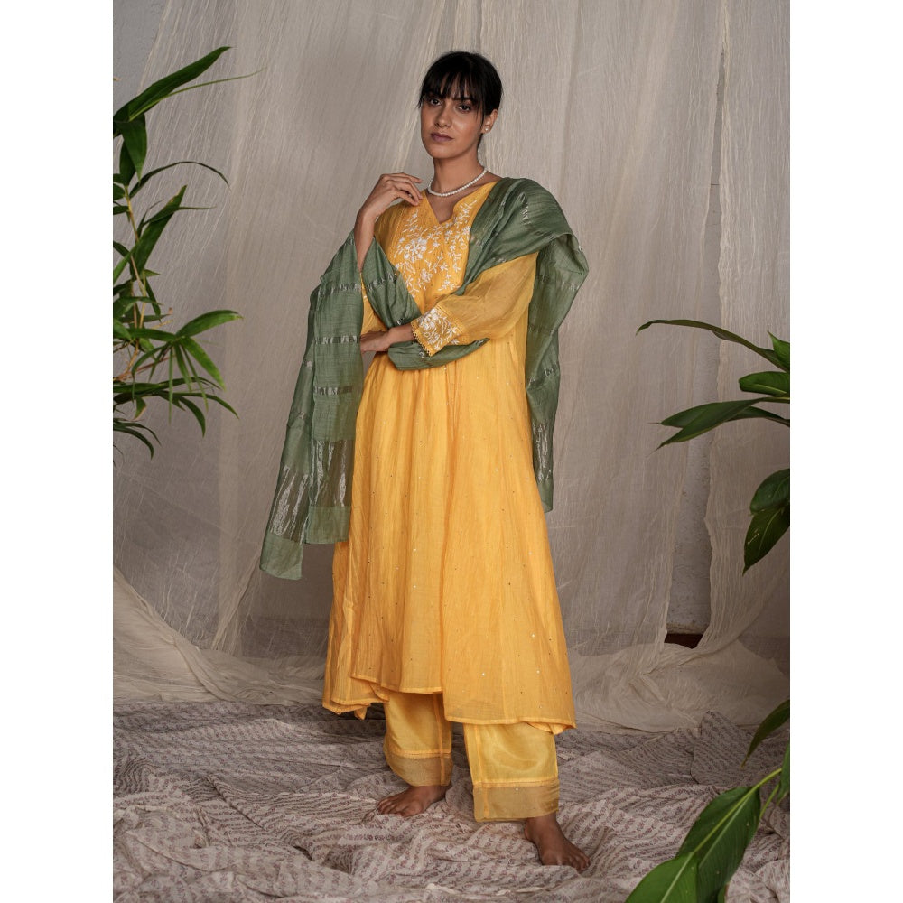 PANTS AND PAJAMAS Moss Green Chanderi Dupatta