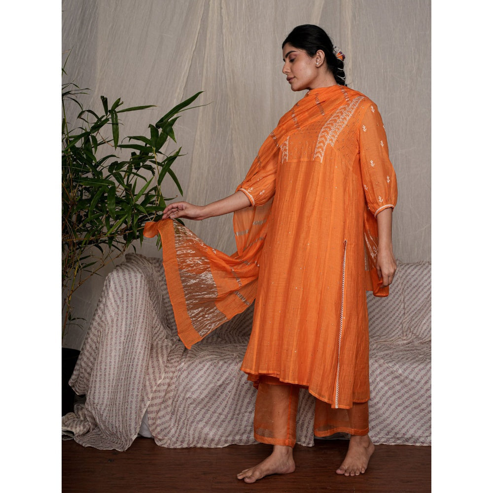 PANTS AND PAJAMAS Orange Chanderi Dupatta