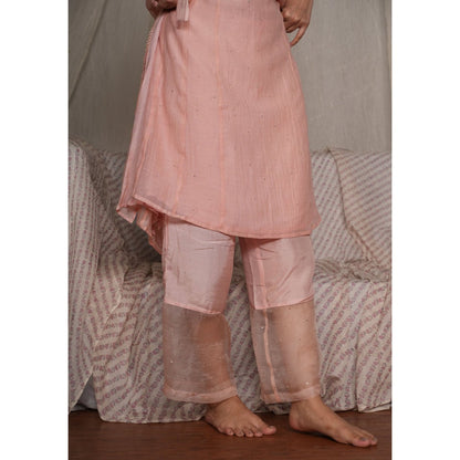 PANTS AND PAJAMAS Blush Pink Cotton Silk Pant