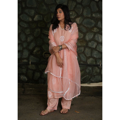 PANTS AND PAJAMAS Blushpink Cotton Silk Pant