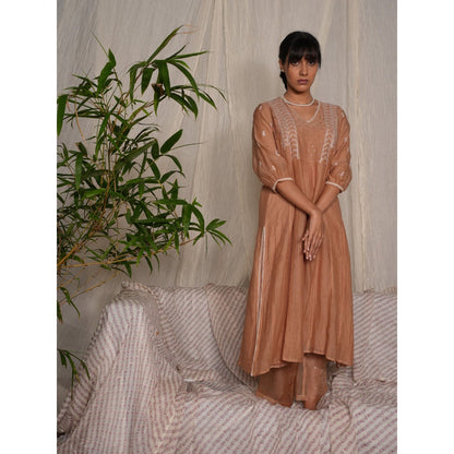 PANTS AND PAJAMAS Beige Cotton Silk Pant