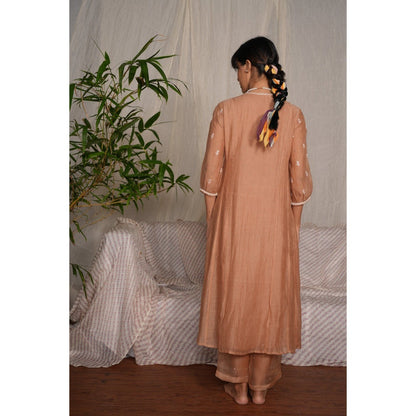 PANTS AND PAJAMAS Beige Cotton Silk Pant