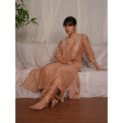 PANTS AND PAJAMAS Beige Cotton Silk Pant