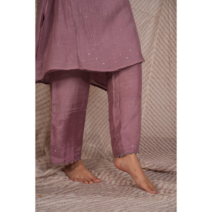 PANTS AND PAJAMAS Lilac Cotton Silk Pant