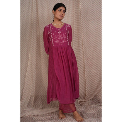 PANTS AND PAJAMAS Berry Cotton Silk Pant