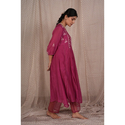 PANTS AND PAJAMAS Berry Cotton Silk Pant