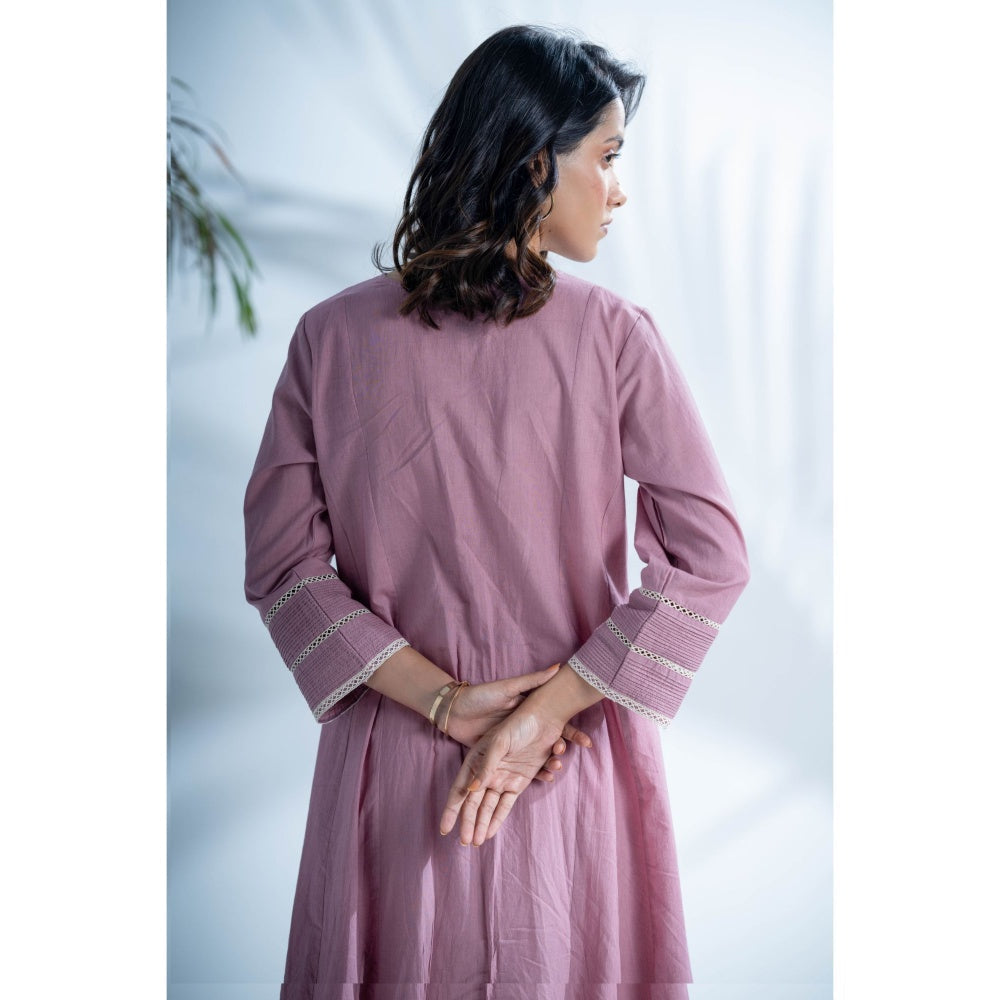PANTS AND PAJAMAS Mauve Lilac Chikan Cotton Kurta