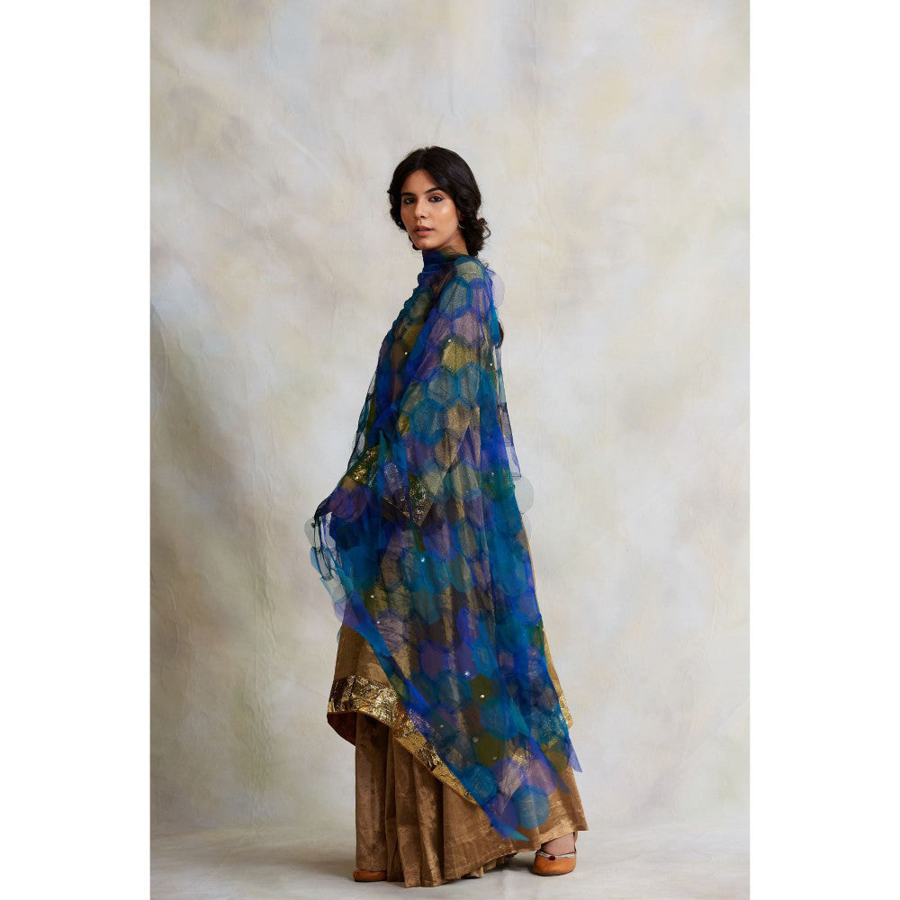 PRIYANKA RAAJIV Indivar Patchwork Blue Dupatta