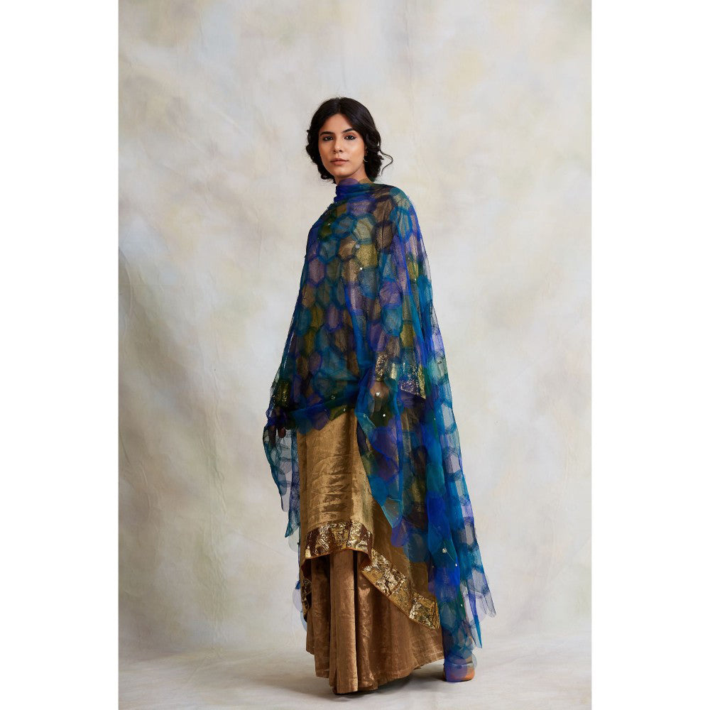 PRIYANKA RAAJIV Indivar Patchwork Blue Dupatta