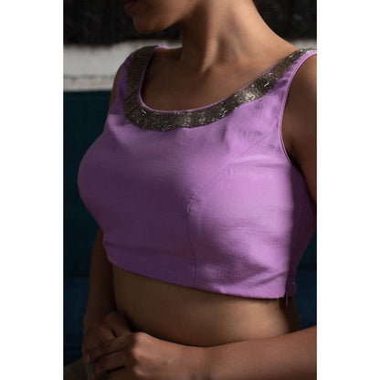 PRIYANKA RAAJIV Ina Lilac Silk Crepe Blouse