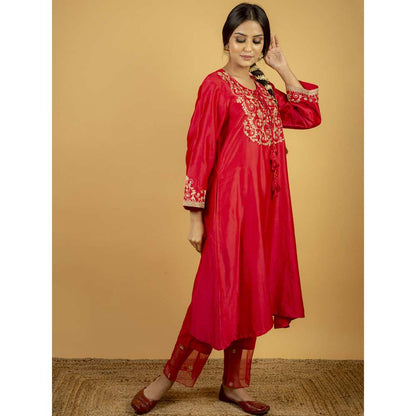 Priya Chaudhary Rose Pink Chanderi Silk Kurta