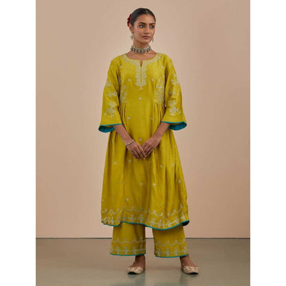 Priya Chaudhary Lime Green Chanderi Dupatta