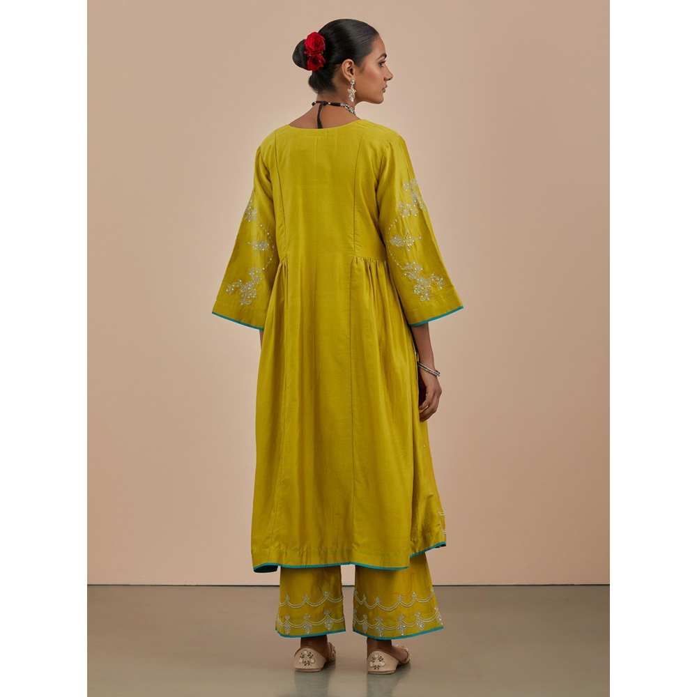 Priya Chaudhary Lime Green Chanderi Dupatta