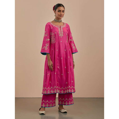 Priya Chaudhary Pink Chanderi Embroidered Dupatta