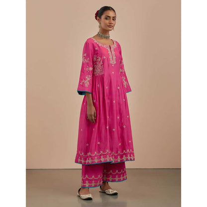 Priya Chaudhary Pink Chanderi Embroidered Dupatta