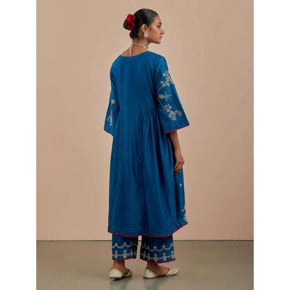 Priya Chaudhary Blue Embroidered Chanderi Dupatta