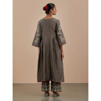 Priya Chaudhary Rust Embroidered Chanderi Dupatta
