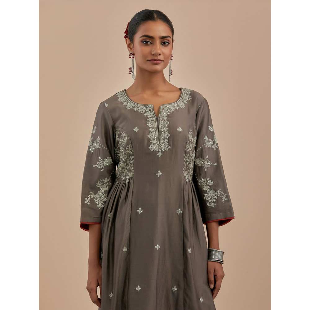 Priya Chaudhary Rust Embroidered Chanderi Dupatta