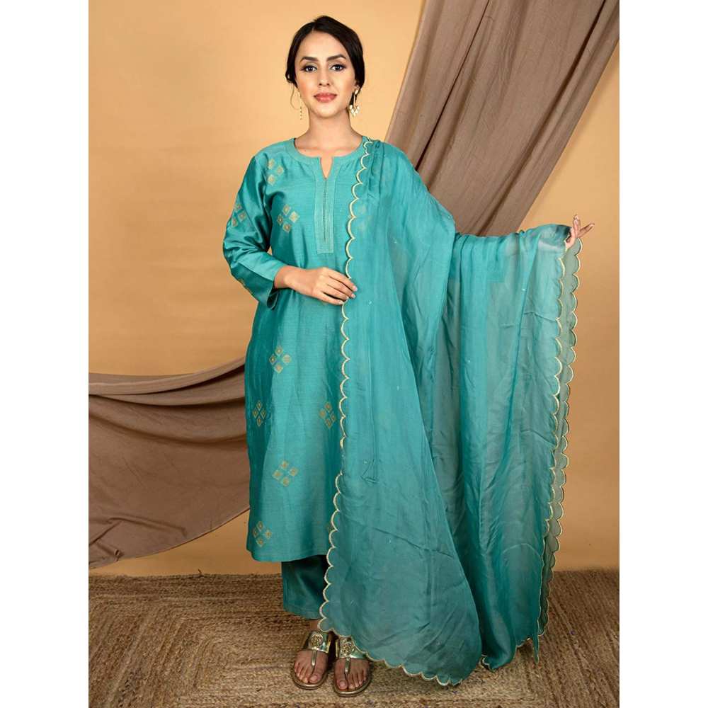 Priya Chaudhary Teal Blue Dupatta