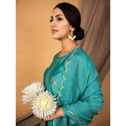 Priya Chaudhary Teal Blue Dupatta