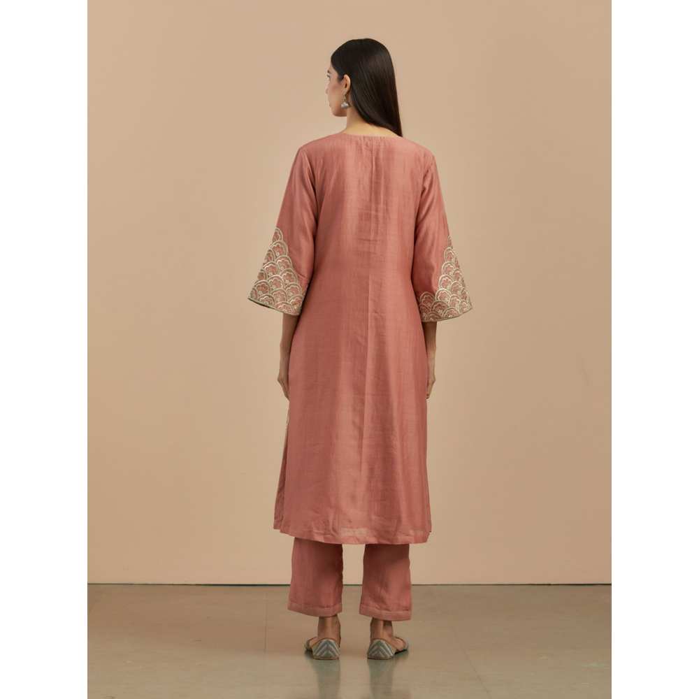 Priya Chaudhary Dust Pink Chanderi Silk Pants