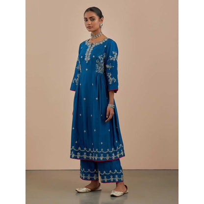 Priya Chaudhary Blue Embroidered Chanderi Silk Kurta