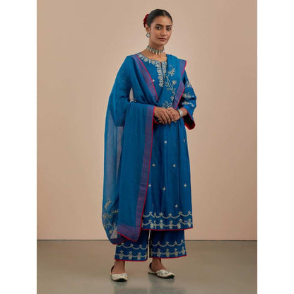 Priya Chaudhary Blue Embroidered Chanderi Silk Pants