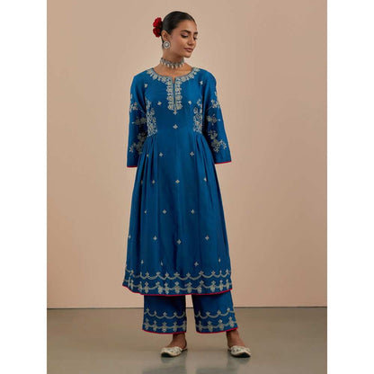 Priya Chaudhary Blue Embroidered Chanderi Silk Pants