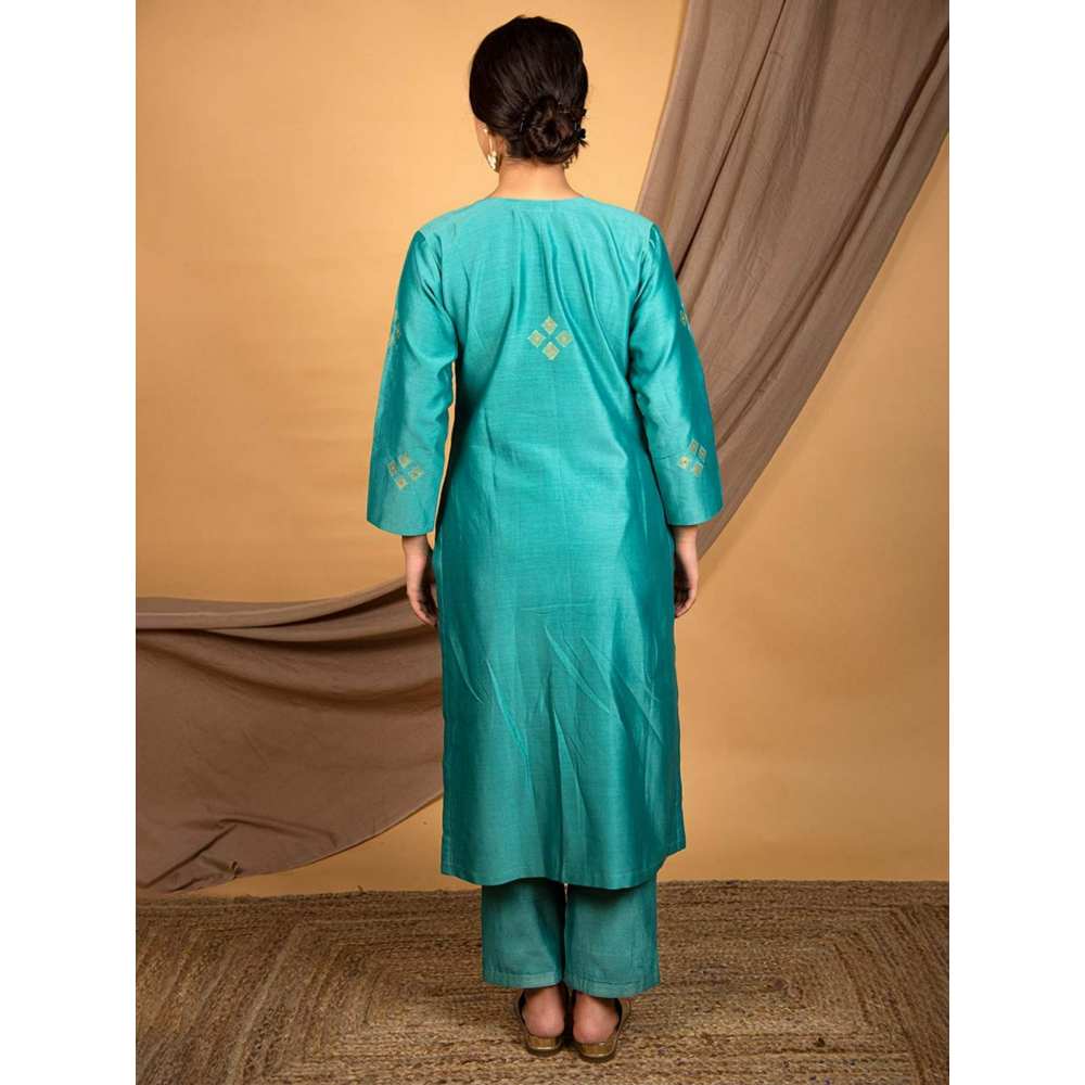 Priya Chaudhary Teal Blue Pants
