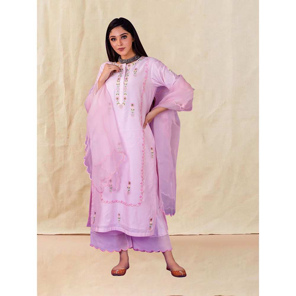 Priya Chaudhary Pink Embroidered Kurta and Palazzo (Set of 2)