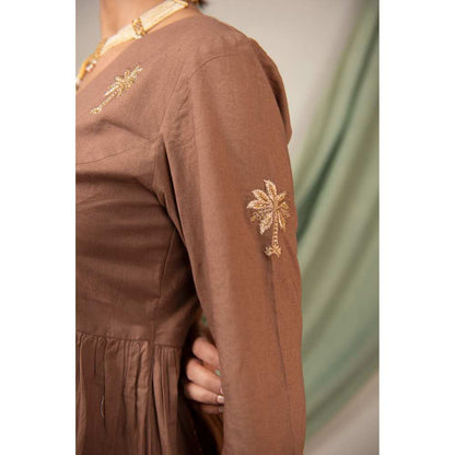 Priya Chaudhary Brown Embroidered Kurta and Pant with Dupatta (Set of 3)