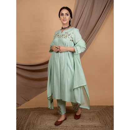 Priya Chaudhary Green Kurtas (Set of 2)
