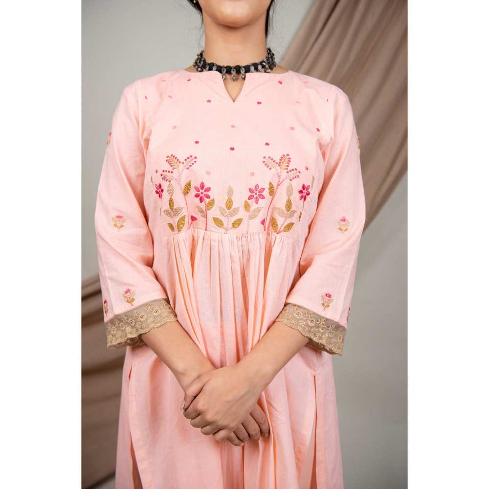Priya Chaudhary Peach Kurtas (Set of 2)