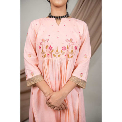 Priya Chaudhary Peach Kurtas (Set of 2)