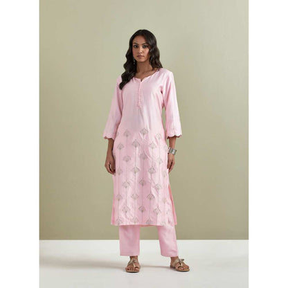 Priya Chaudhary Chanderi Embroidered Pink Kurta
