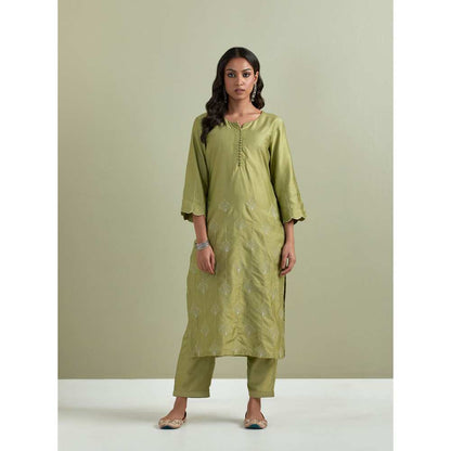 Priya Chaudhary Chanderi Embroidered Green Kurta