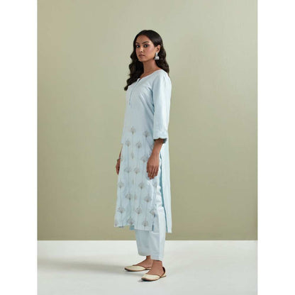 Priya Chaudhary Chanderi Embroidered Powder Blue Kurta