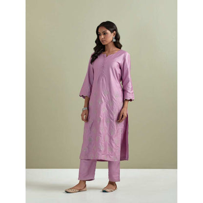 Priya Chaudhary Chanderi Embroidered Purple Kurta with Pant and Dupatta (Set of 3)