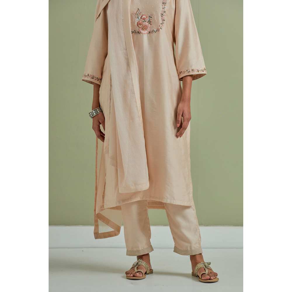 Priya Chaudhary Embroidered Beige Kurtas (Set of 3)
