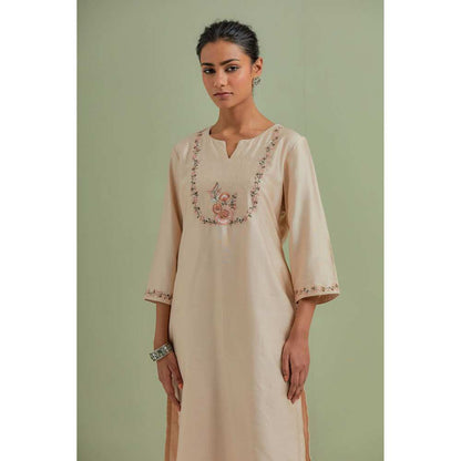 Priya Chaudhary Embroidered Beige Kurtas (Set of 2)