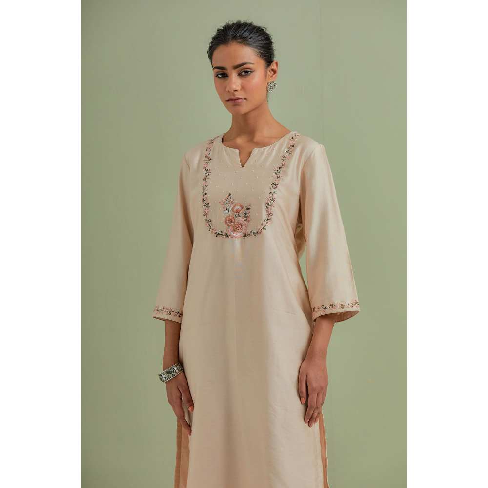 Priya Chaudhary Embroidered Beige Kurtas