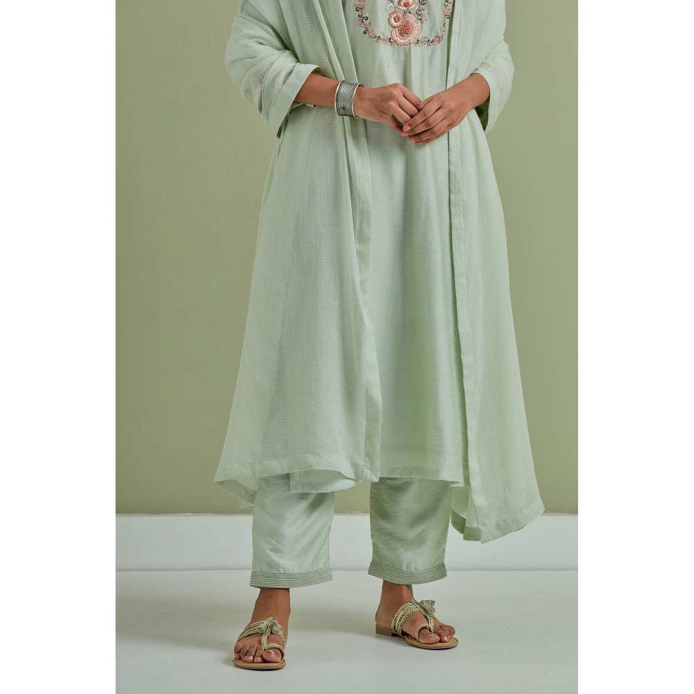 Priya Chaudhary Embroidered Green Kurtas (Set of 2)