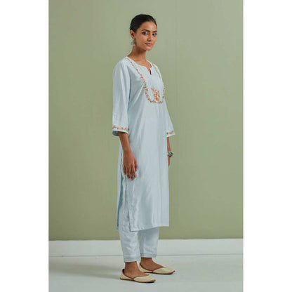 Priya Chaudhary Embroidered Powder Blue Kurtas (Set of 3)